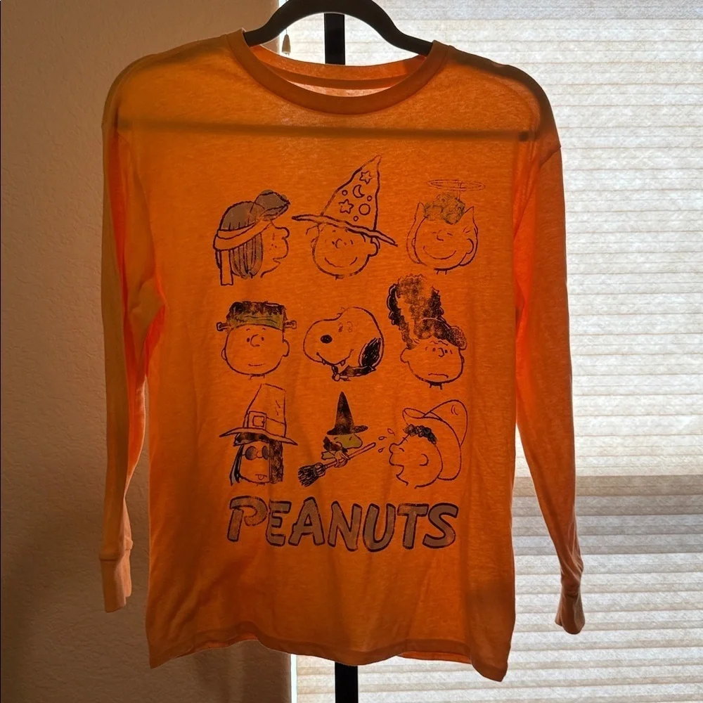 Peanuts Kids Orange Long Sleeve Halloween Long Sleeve Tee Size L 10/12